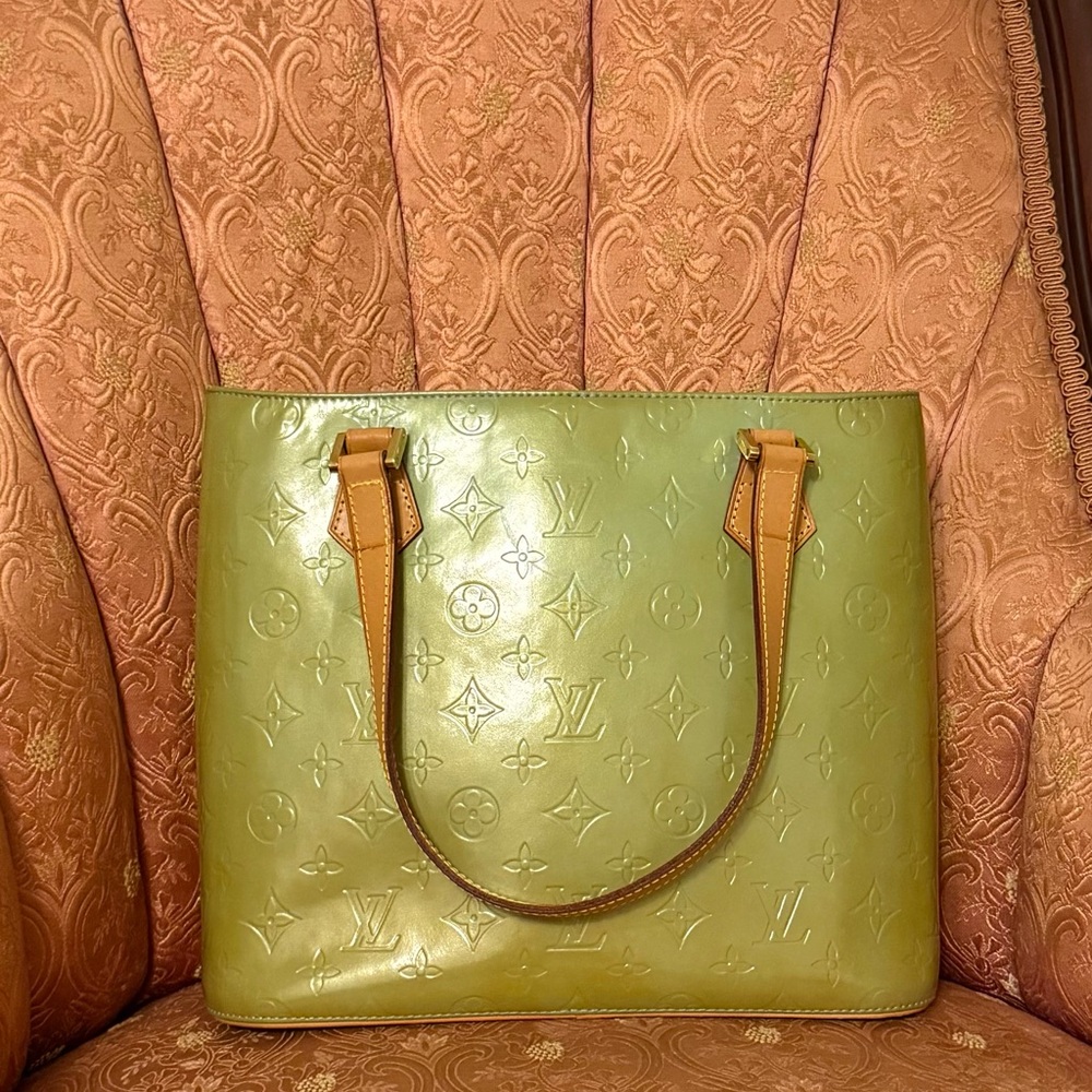 Louis Vuitton Olive Green Tote with Tan Straps